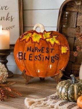 Harvest Spice Harvest Blessings Pumpkin Wall Hanging Fall Thanksgiving Decor